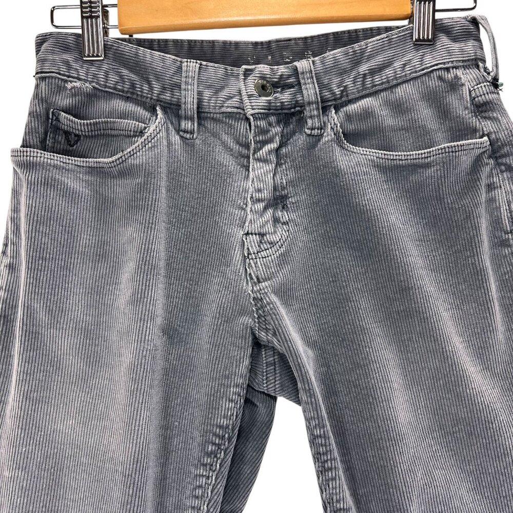 Vissla Border Corduroy Pants Mens Gray Sz 28 Slim Fit Casual Style Stretch